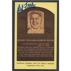 Bob Feller Signed Indians Gold HOF Postcard (AR COA)