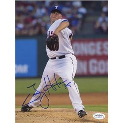 Tommy Hunter Signed Rangers 8x10 Photo (JSA)