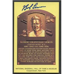 Bob Lemon Signed Indians Gold HOF Postcard (AR COA)
