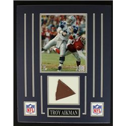 Troy Aikman Cowboys 16x20 Custom Display Piece with Piece of Football