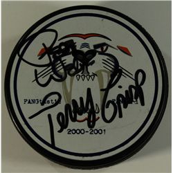 Terry Crisp Signed Predators Logo Puck: Inscribed "Best Wishes" (PSA COA)