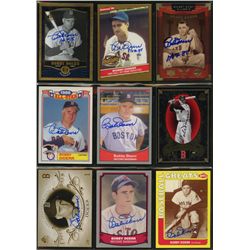 Lot of (9) Bobby Doerr Signed Red Sox Baseball Cards (PA LOA)