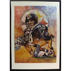 Jack Lambert Limited Edition 23x32 Steelers Lithograph Signed by Artist Dino Guarino
