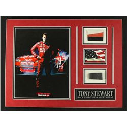Tony Stewart NASCAR 16x12 Custom Display Piece with Sheet Metal & Race-Used Tire (COA)