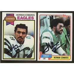 Lot of (2) Signed Herman Edwards Football Cards (GA)