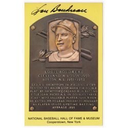 Lot of (2) Lou Boudreau Signed Gold HOF Postcards (PA LOA)