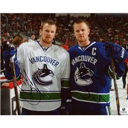 Daniel Sedin & Henrik Sedin Signed Canucks 8x10 Photo (GA COA)