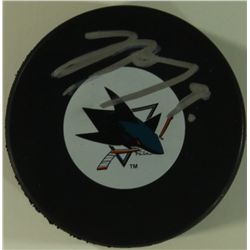 Joe Thonton Signed Sharks Logo Puck (GA COA)