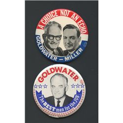 Lot of (2) Barry Goldwater & William E. Miller 1964 Campaign Buttons