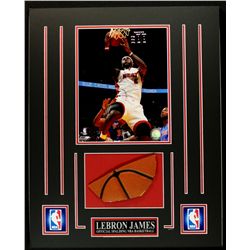 Lebron James Heat 16x20 Custom Display with Piece of Basketball
