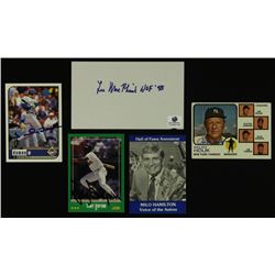 Lot of (5) Signed Baseball Cards With Tony Gwynn, Johnny Damon, Ralph Houk (GA COA)