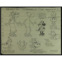 Walt Disney Productions 1971 Animation Model Sheet: "Clarabelle Cow" with Minnie Mouse (PA LOA)