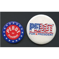 Lot of (2) Ross Perot 1992 Campaign Buttons