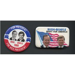 Lot of (2) George H. W. Bush & Dan Quayle 1988 Campaign Buttons