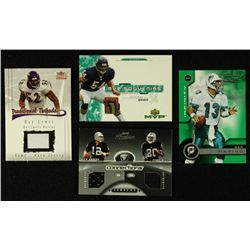 Lot of 4 Football Cards All Game Used or Numbered: Including Dan Marino, Jerry Rice & Ray Lewis