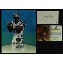 Lot of 2 Football Autographs Including Johnny Lujack & Rae Carruth