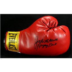 Jake LaMotta Signed Boxing Glove: Inscribed "Raging Bull" (GA COA)