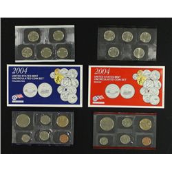 Lot of (2) US Mint 2004 Uncirculated Coin Sets: Denver & Philadelphia (US Mint COA)