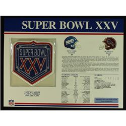 Super Bowl XXV Patch With 12x9 Scorecard: Giants vs. Bills