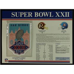 Super Bowl XXII Patch With 12x9 Scorecard: Redskins vs. Broncos