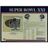 Image 1 : Super Bowl XXI Patch With 12x9 Scorecard: Giants vs. Broncos