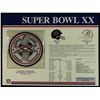 Image 1 : Super Bowl XX Patch With 12x9 Scorecard: Bears vs. Patriots