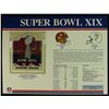 Image 1 : Super Bowl XIX Patch With 12x9 Scorecard: 49ers vs. Dolphins