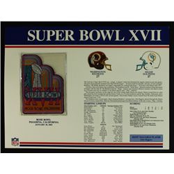 Super Bowl XVII Patch With 12x9 Scorecard: Redskins vs. Dolphins