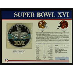 Super Bowl XVI Patch With 12x9 Scorecard: 49ers vs. Bengals
