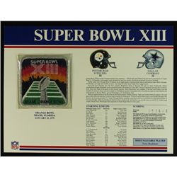 Super Bowl XIII Patch With 12x9 Scorecard: Steelers vs. Cowboys