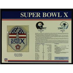 Super Bowl X Patch With 12x9 Scorecard: Steelers vs. Cowboys