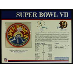 Super Bowl VII Patch With 12x9 Scorecard: Dolphins vs. Redskins