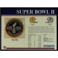 Super Bowl II Patch With 12x9 Scorecard: Packers vs. Raiders