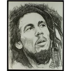 Bob Marley "Rasta Man" 16x20 Charcoal Drawing Art Lithograph