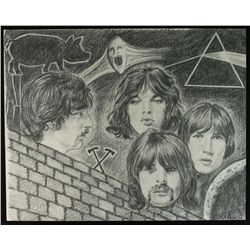 Pink Floyd 16x20 Charcoal Drawing Art Lithograph