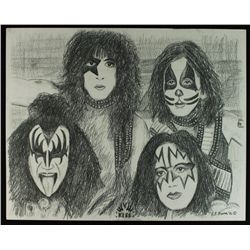 KISS 16x20 Charcoal Drawing Art Lithograph