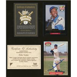 Lot of (2) Signed Baseball Cards: Ernie Banks & Duke Snider (COA)
