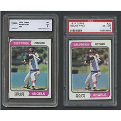 Lot of (2) 1974 Topps #20 Nolan Ryan: Both Graded 6 & 7