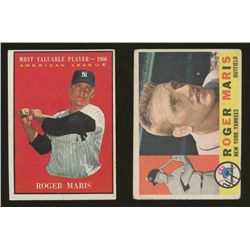 Lot of (2) Vintage Roger Maris Baseball Cards with 1961 Topps #478 & 1960 Topps #377