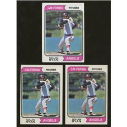 Lot of (3) 1974 Topps #20 Nolan Ryan Angels