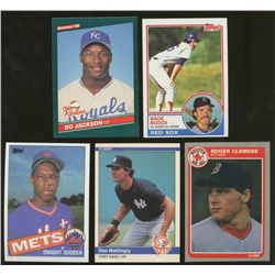 Lot of (5) Vintage MLB Rookie Cards with Wade Boggs, Roger Clemens, Don Mattingly, Bo Jackson