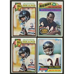 Lot of (4) Vintage Walter Payton Football Cards with 1977 Topps, (2) 1979 Topps & 1981 Topps