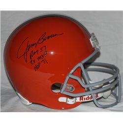 Jim Brown Signed Browns Full-Size Helmet: 3 Inscriptions (JSA COA)