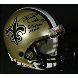 Drew Brees Signed Saints Mini-Helmet: Inscribed "SB XLIV MVP" (Brees Hologram)