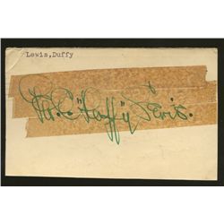 Duffy Lewis Signed Vintage Index Card (AR COA)