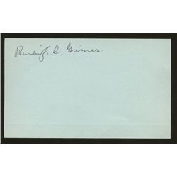 Burleigh Grimes Signed Vintage Index Card (AR COA)