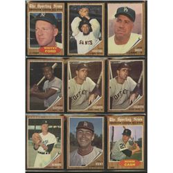 Lot of (16) 1962 Topps Baseball Cards with Whitey Ford, Juan Marichal, Duke Snider, Luis Aparicio