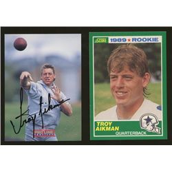 Lot of (2) Troy Aikman Football Cards with 1992 Pro Line Autograph & 1989 Score RC