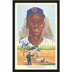 Ernie Banks Signed Cubs LE Perez Steele HOF Postcard  (JSA COA)