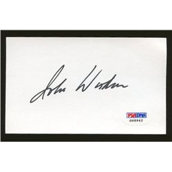 John Wooden Signed 3x5 Index Card (PSA COA)